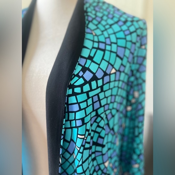 Perceptions Blue and Black Mosaic Blazer - Picture 4 of 4